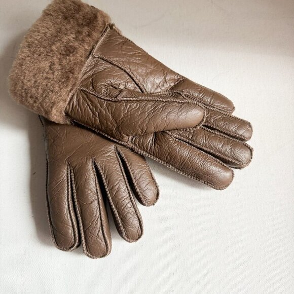 Lomo Brown Shearling Ladies Gloves S - Picture 2 of 5